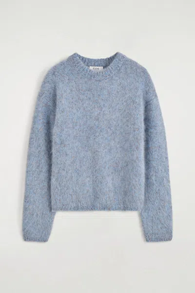 Cos Two-tone Brushed-cashmere Jumper In Blu
