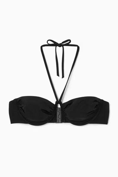 Cos Underwired Halterneck Bikini Top In Black