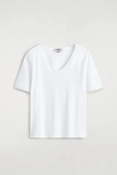 Cos T-shirt Col En U En Coton Léger In White
