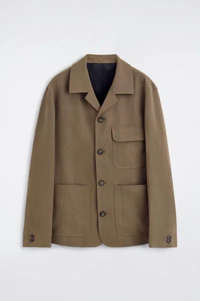 Cos Unstructured Linen Blazer In Green