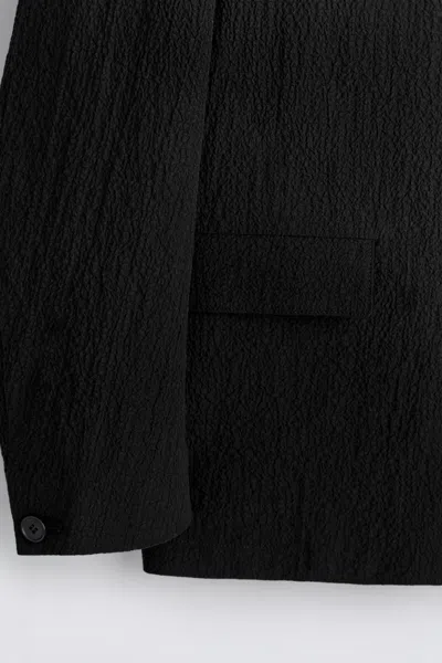 Cos Blazer In Seersucker Destrutturato In Black