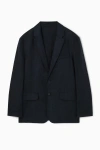 Cos Regular Unstructured Linen Blazer In Blue