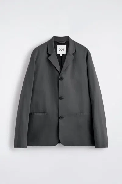 Cos Unstructured Slim Cotton Blazer In Gray