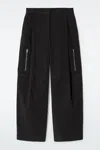 Cos Utility Barrel-leg Cargo Trousers In Black