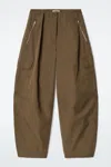 Cos Utility Barrel-leg Trousers In Brown