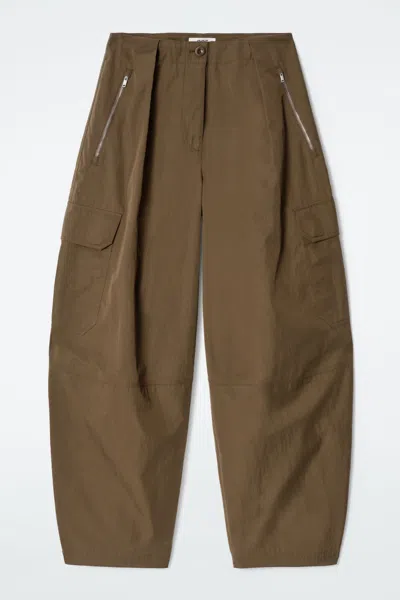 Cos Utility Barrel-leg Trousers In Brown