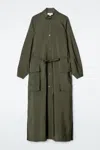Cos Utility Belted Shirt Dress In Green