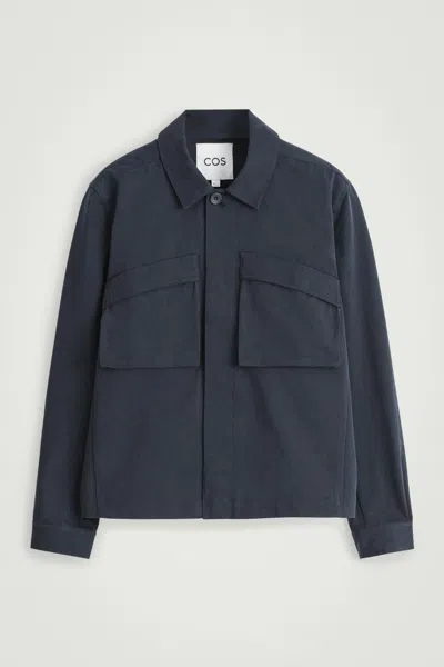 Cos Utility Cotton-twill Overshirt In Navy