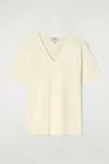 Cos V-neck Cotton T-shirt In Beige