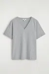 Cos V-neck Cotton T-shirt In Gray
