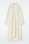 Cos V-neck Linen Shirt Dress In Beige In Beige