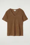 Cos V-neck Linen T-shirt In Beige