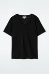 Cos V-neck Linen T-shirt In Black