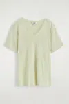 Cos V-neck Linen T-shirt In Green