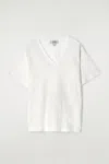 Cos V-neck Linen T-shirt In White