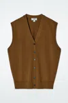 Cos V-neck Merino Wool Vest In Beige