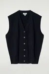 Cos V-neck Merino Wool Vest In Blue
