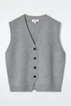 Cos V-neck Merino Wool Waistcoat In Grey