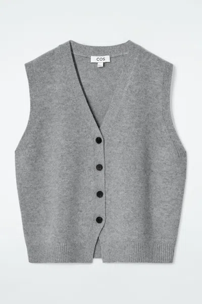 Cos V-neck Merino Wool Waistcoat In Grey