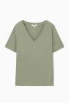 Cos T-shirt Mit V-ausschnitt In Khaki