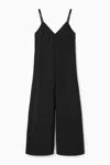 Cos Wide-leg V-neck Jumpsuit In Black