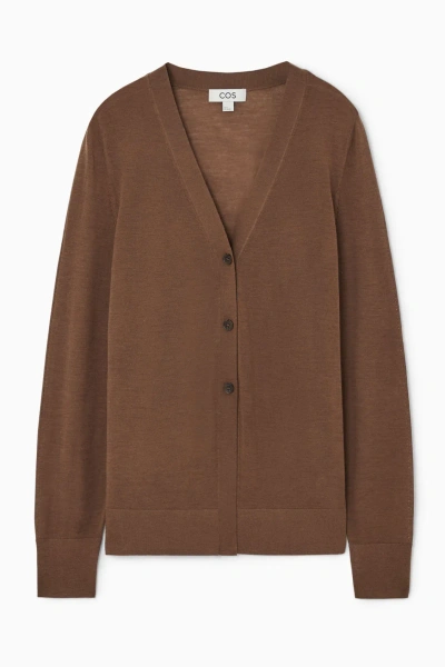 Cos V-neck Wool Cardigan In Beige