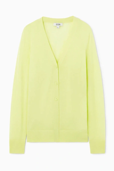 Cos V-neck Wool Cardigan In Yellow