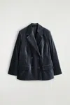 Cos Velvet Double-breasted Blazer In Purple