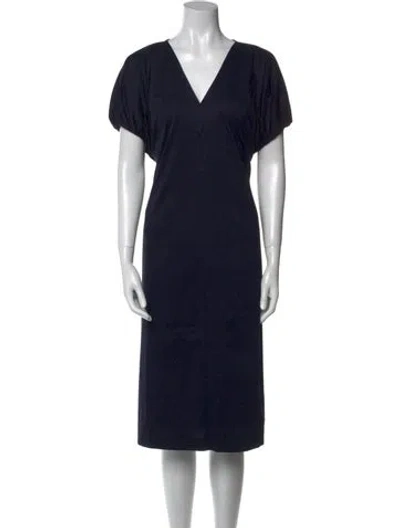 Pre-owned Cos V-neck Knee-length Dress W/ Tags In Blue