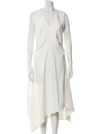 Pre-owned Cos V-neck Long Dress In White