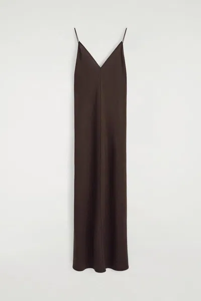 Cos V-neck Midi Cami Dress In Brown