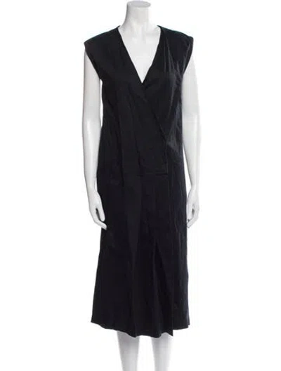 Pre-owned Cos V-neck Midi Length Dress In Blue