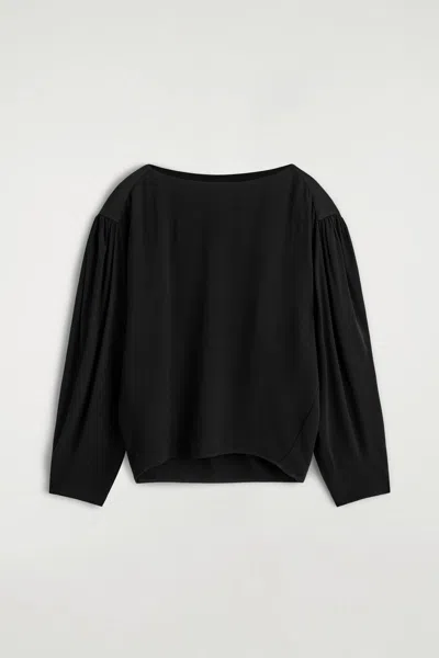 Cos Voluminous Contrast-panel Blouse In Black