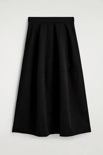 Cos Voluminous Cotton Midi Skirt In Black