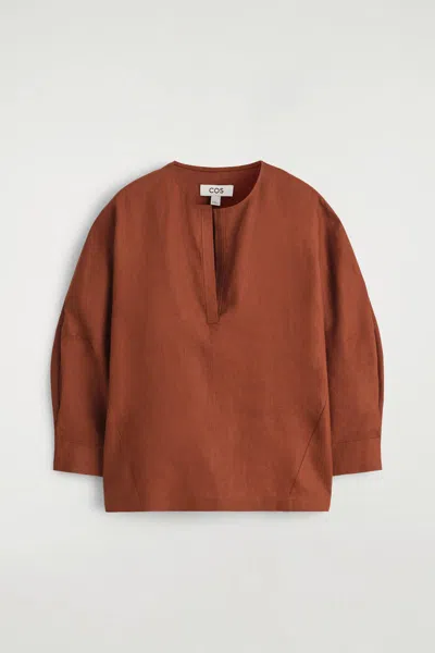 Cos Blouse Volumineuse En Lin In Rouge In Red