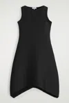 Cos Voluminous Pleated Midi Dress In Black