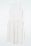 Cos Voluminous Sleeveless Midi Dress In White