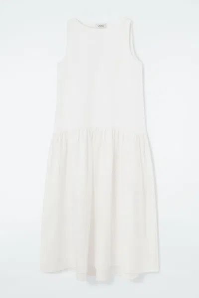 Cos Voluminous Sleeveless Midi Dress In White