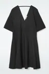 Cos Voluminous V-neck Mini Dress In Black
