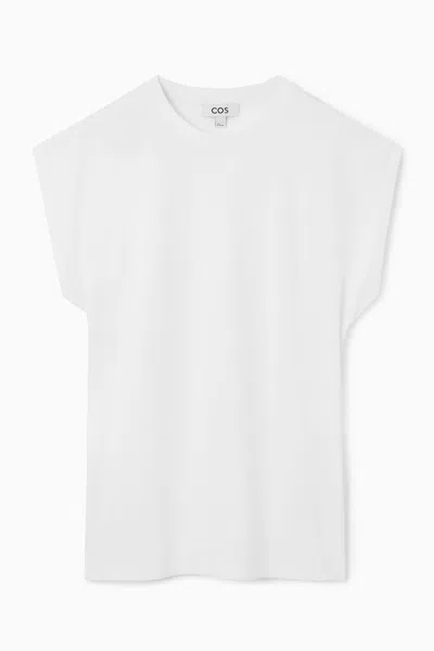 Cos Waisted Cap-sleeve T-shirt In White