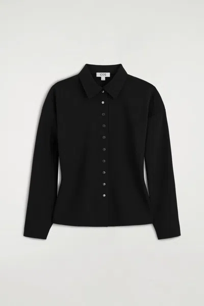 Cos Waisted Crepe-jersey Shirt In Noir