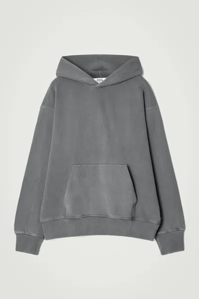 Cos Washed Cotton-jersey Hoodie In Black