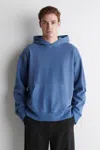 Cos Washed Cotton-jersey Hoodie In Blue