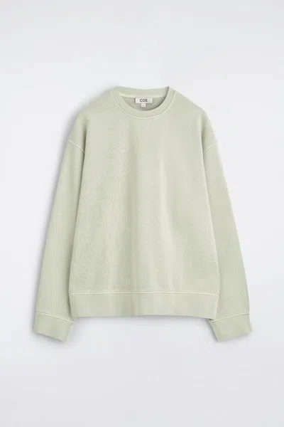 Cos Washed-cotton Sweatshirt In Green