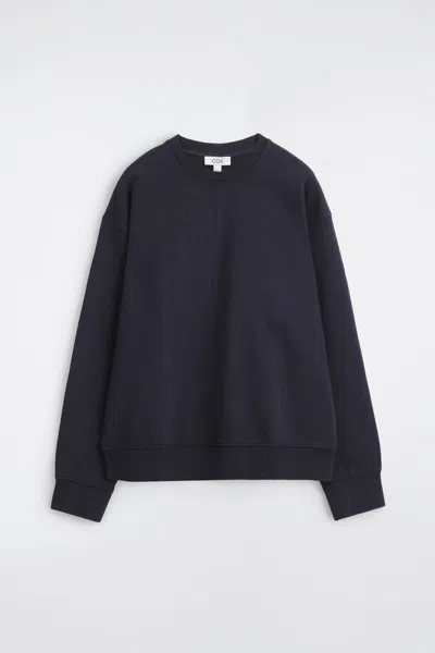 Cos Washed-cotton Sweatshirt In Navy In Blue