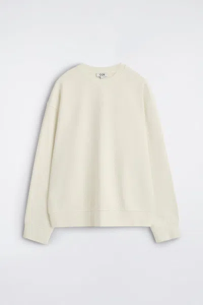 Cos Washed-cotton Sweatshirt In White