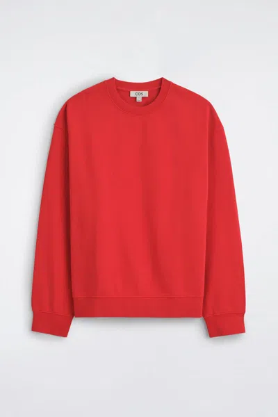 Cos Washed-cotton Sweatshirt In Red