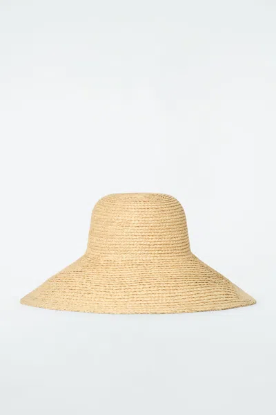 Cos Wide-brim Straw Hat In Beige