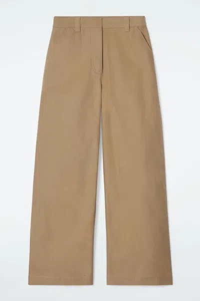Cos Wide-leg Canvas Utility Pants In Green
