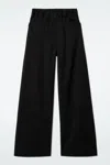 Cos Wide-leg Cotton Trousers In Black